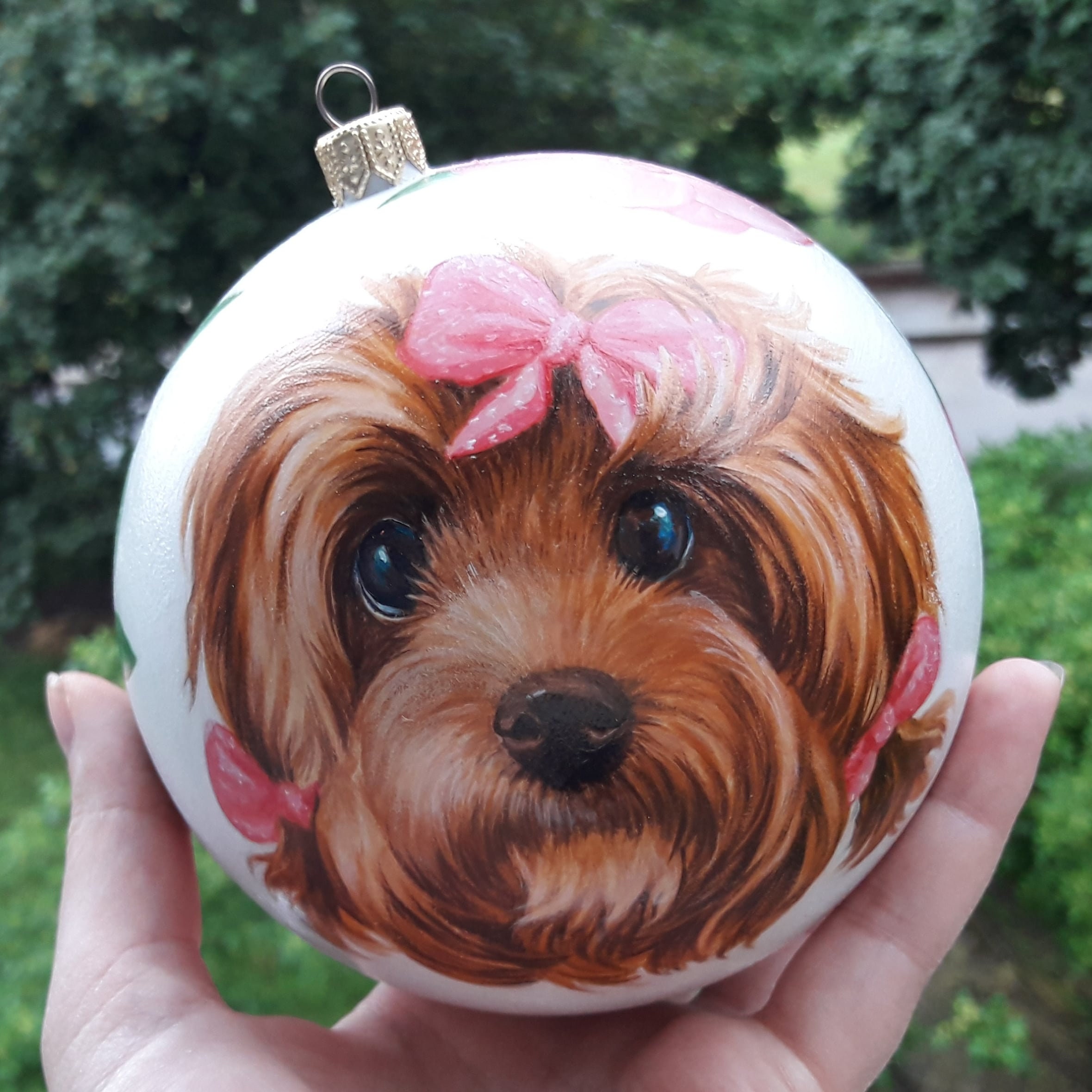 Custom Dog Ornament Hand Painted Ornaments Pet Portrait Bauble Etsy UK