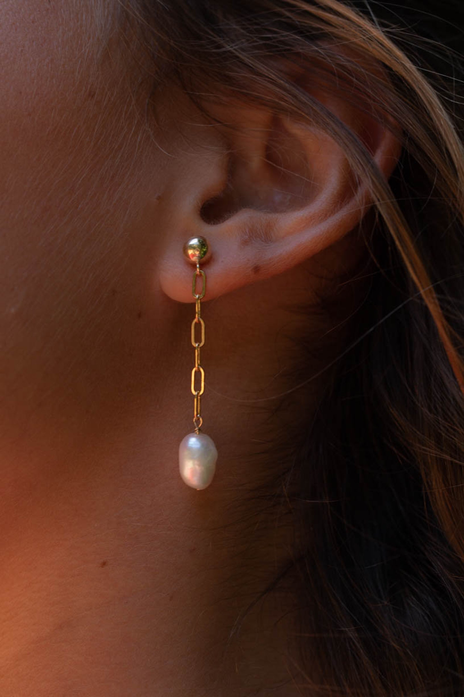 Pearl & Chain Earrings Gold Filled or Sterling Silver Etsy