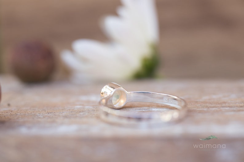 Birthstone WR067 Ethiopian Opal Gold Ring Stone Gemstone Waimana Ethiopian Opal Hammered Sterling Silver Ring Hammered Handmade