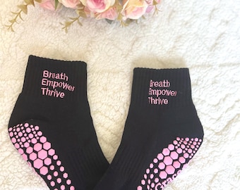 Breathe, Empower, Thrive - Pilates Non Slip -Grip Socks for Pilates -Yoga- Barre