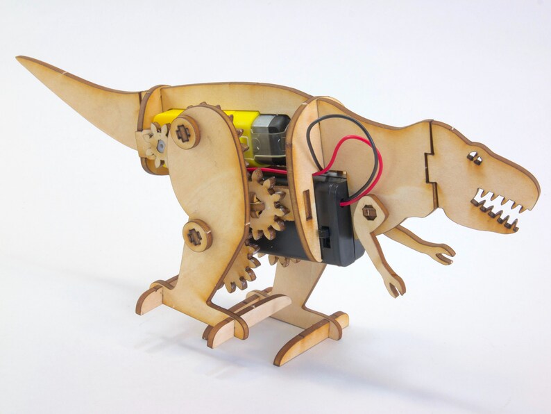 Dino Bot DIY Wooden Robot Toy Kit made from Laser Cut Wood Etsy