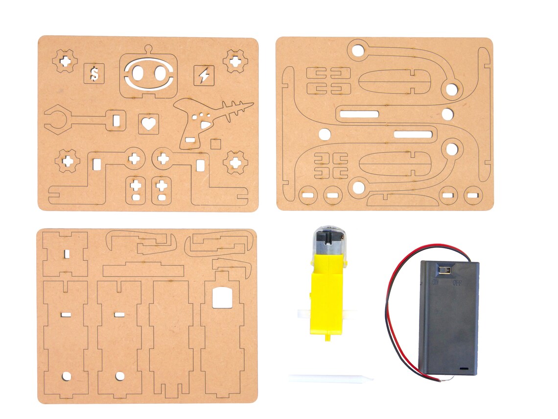 Walker Bot DIY Wooden Robot Toy Kit Made From Laser Cut Wood and