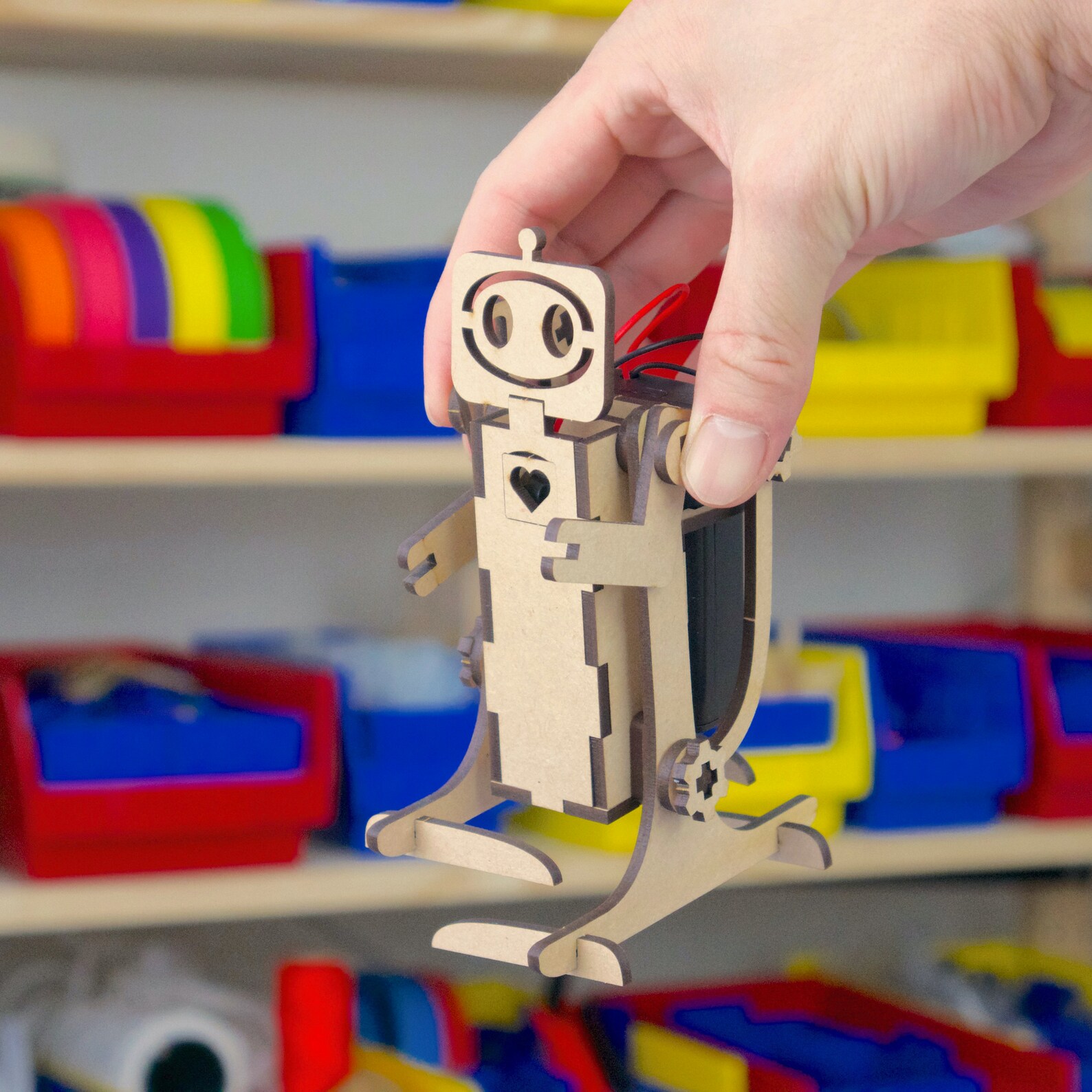 Walker Bot DIY Wooden Robot Toy Kit Made From Laser Cut Wood and