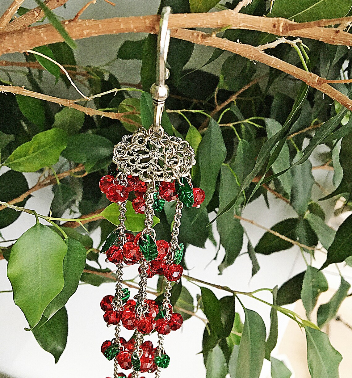 Glass wind chimes Outdoor wind chimes Red wind chime Patio Etsy