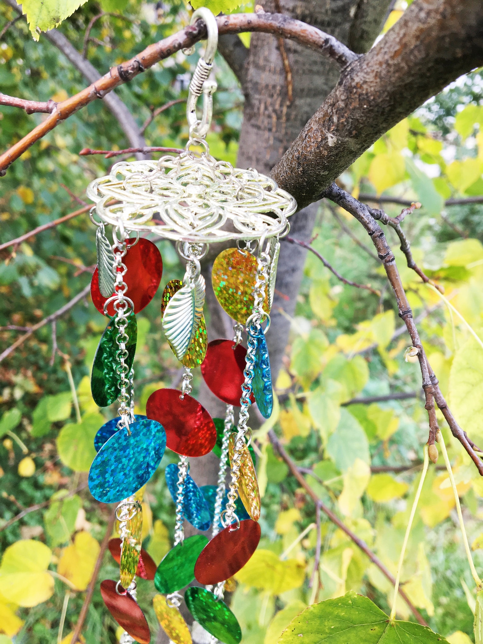 Rainbow wind chime Unique wind chimes Outdoor wind chimes Etsy