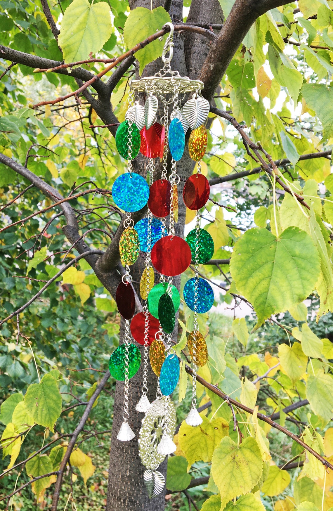 Rainbow wind chime Unique wind chimes Outdoor wind chimes Etsy