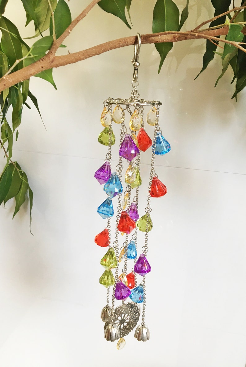 Unique wind chimes Outdoor wind chimes Rainbow wind chime Etsy