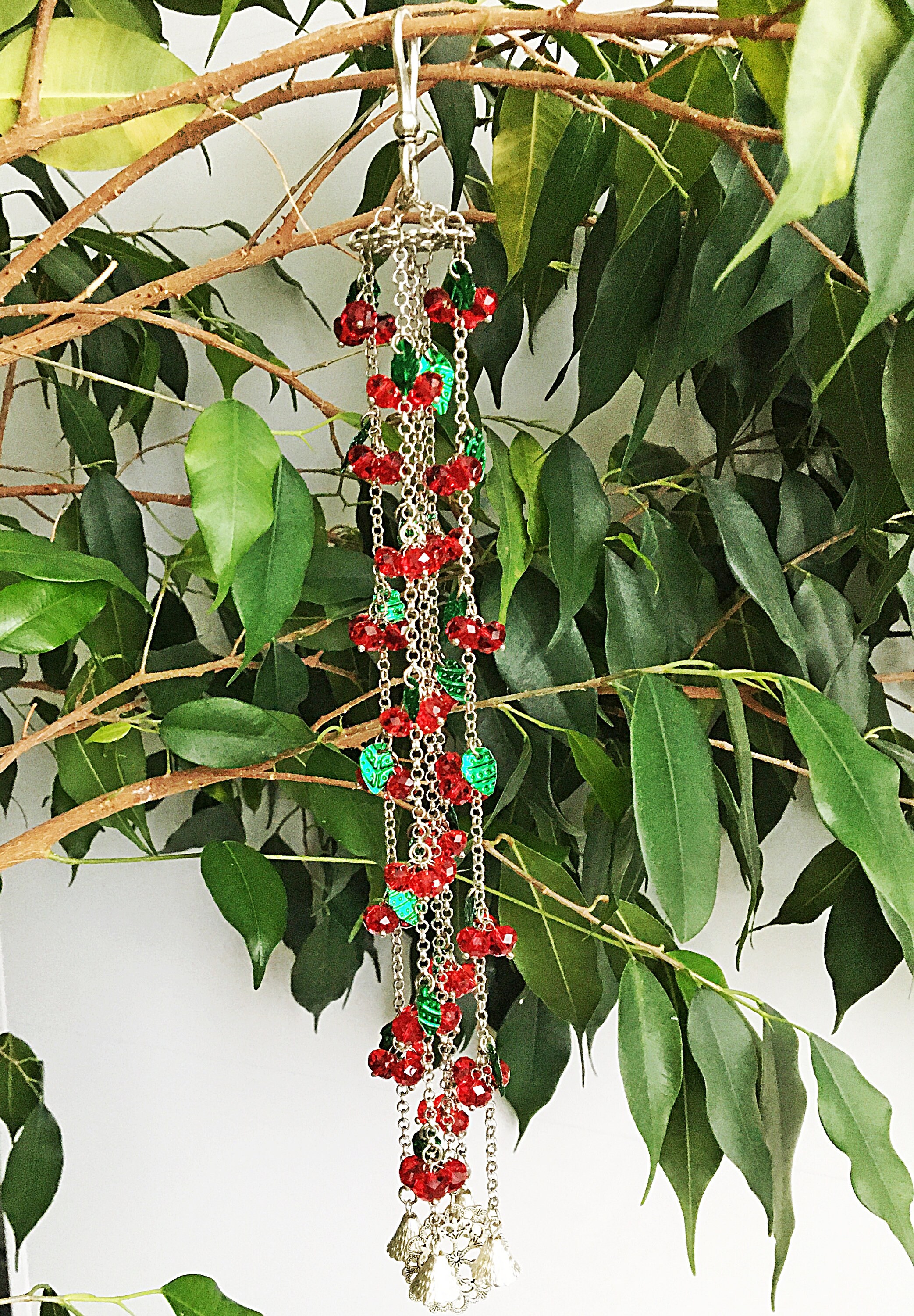 Glass wind chimes Outdoor wind chimes Red wind chime Patio Etsy