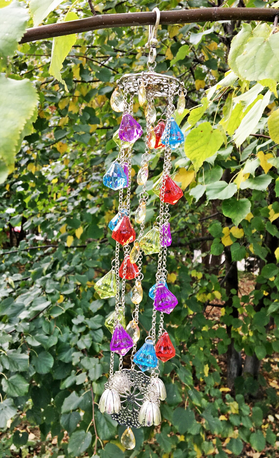Unique wind chimes Outdoor wind chimes Rainbow wind chime Etsy