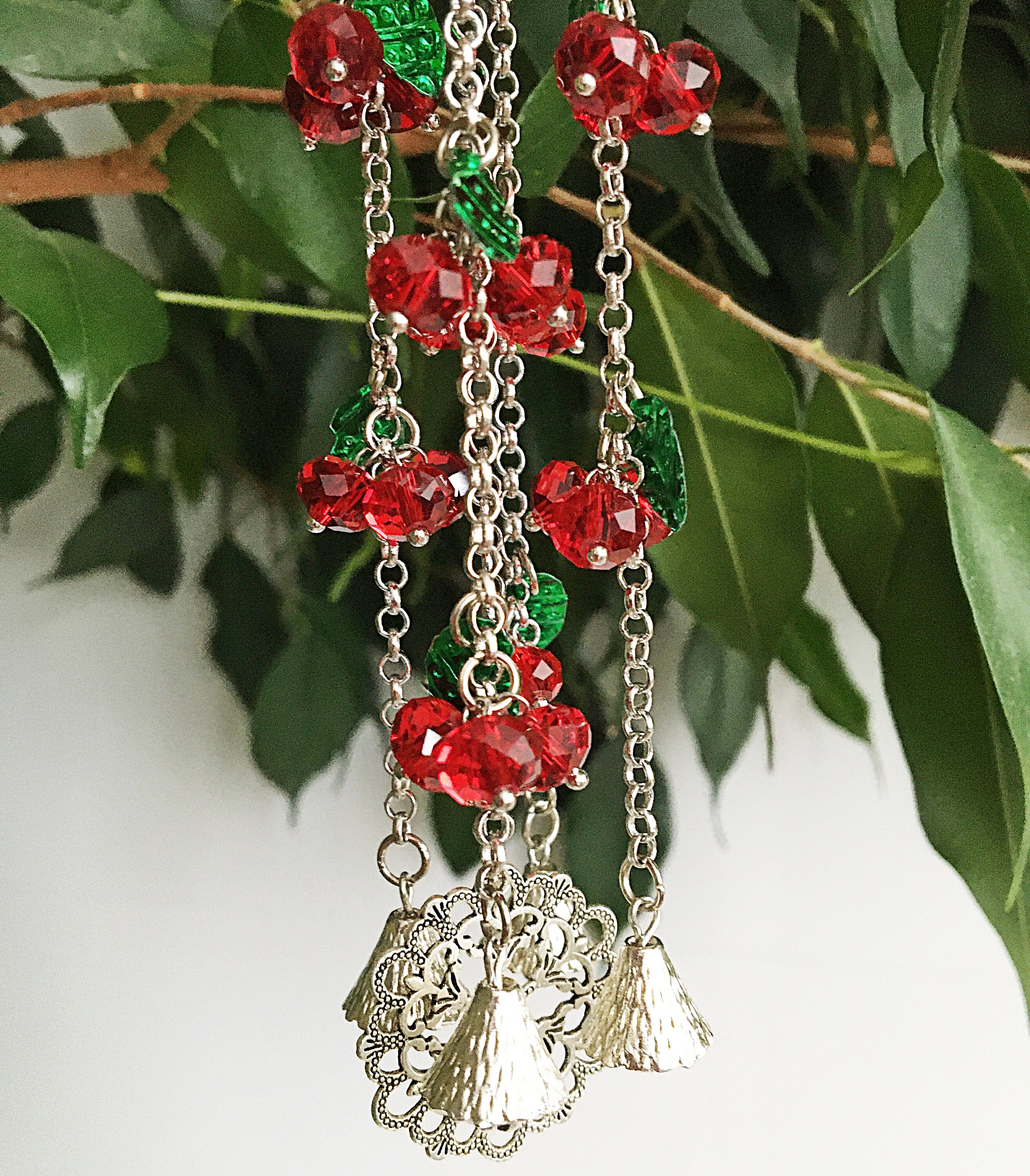 Glass wind chimes Outdoor wind chimes Red wind chime Patio Etsy