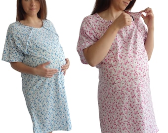 923 MUMS CHOICE SALE Maternity Nightdress Pregnancy Nursing Gown Hospital Nightwear Breastfeeding