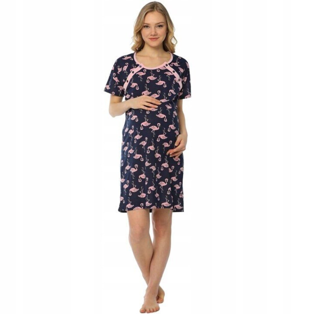 Deep V-neck Chiffon Maternity Dresses with Bows Flamingo