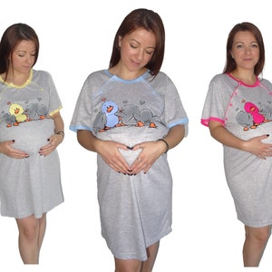 927 Maternity Women’s Pyjamas Nightdress Gown Pregnancy Nursing Hospitalwear L