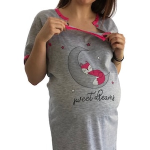 937 Birth Gown Maternity Breastfeeding Nightdress Pregnancy Nursing Nightwear image 6