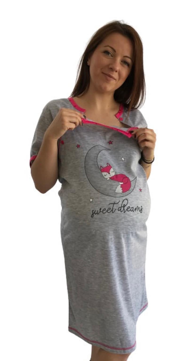 937 Birth Gown Maternity Breastfeeding Nightdress Pregnancy Nursing Nightwear image 6