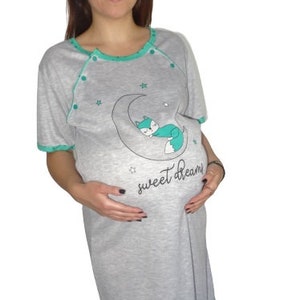937 Birth Gown Maternity Breastfeeding Nightdress Pregnancy Nursing Nightwear Green