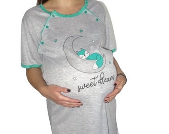 Birth Gown Birth Labor Hospital Maternity  100% Cotton Nursing Nightdress Breastfeeding Pregnancy Nightwear Baby Shower Gift 937