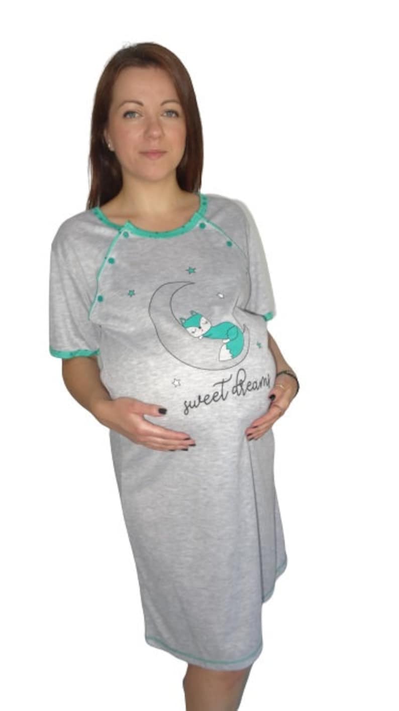 937 Birth Gown Maternity Breastfeeding Nightdress Pregnancy Nursing Nightwear Green