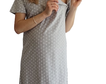 Hospital Bag Must Have Birth Nursing Maternity Nightdress Breastfeeding access Skin to Skin contact Baby Shower gift for Women Delivery 932