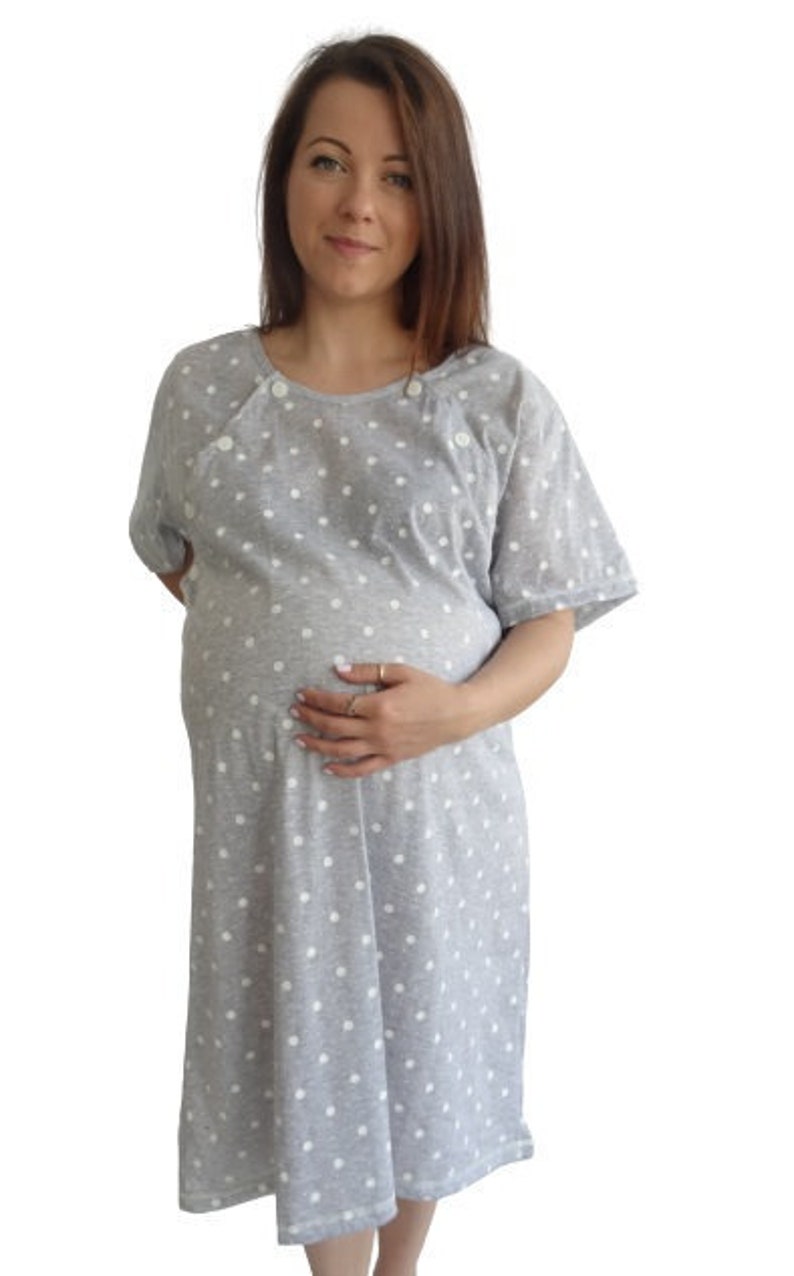 980 Birth Gown Maternity Womens Pyjamas Nightdress Pregnancy Nursing Hospitalwear Breastfeeding White