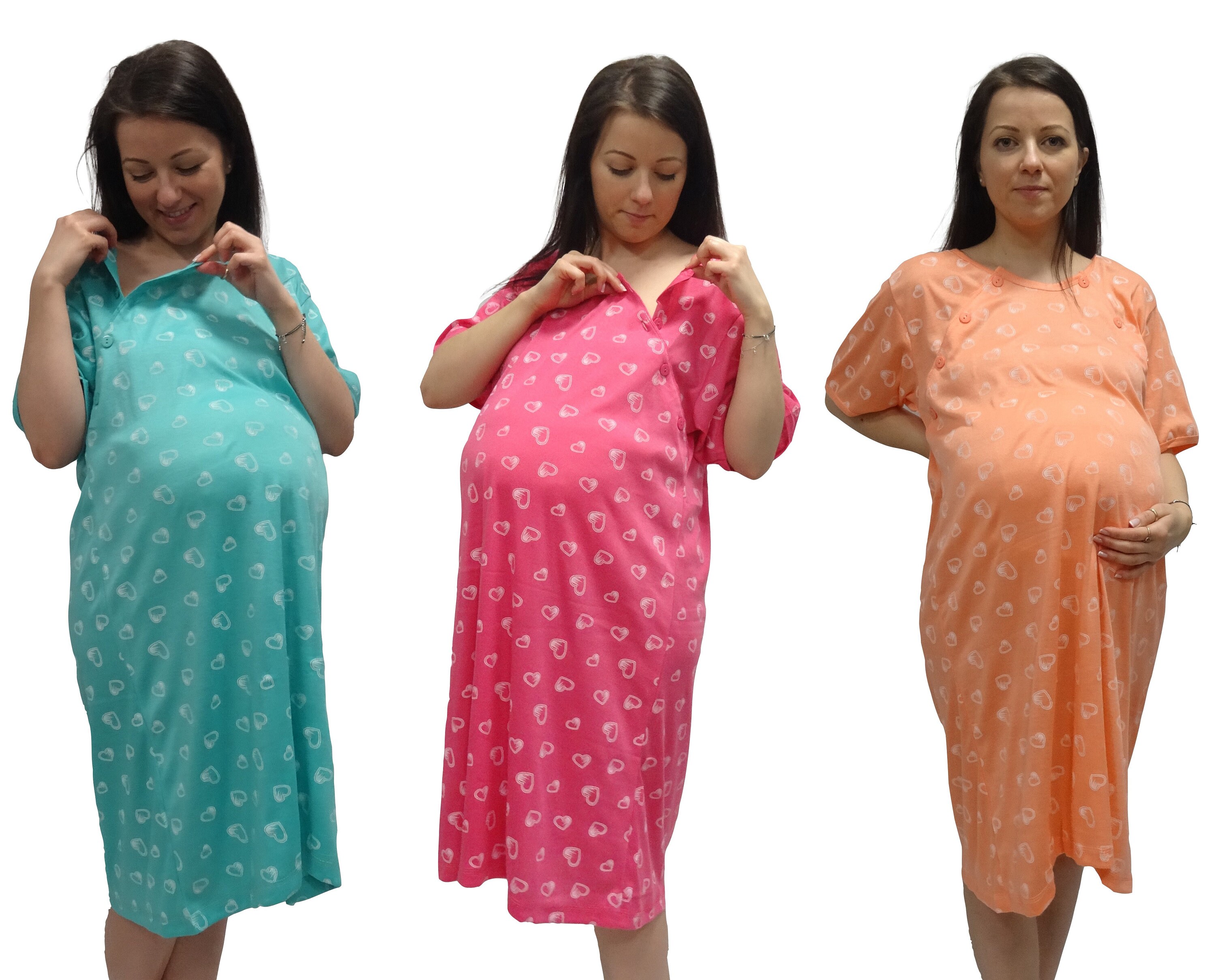 1920/920 Blue/Pink Hearts Maternity Pyjama/Robe Hospital Nightdress Pregnancy Nursing Maternity Nightwear Hospitalwear Breastfeeding SET Clothing Womens Clothing Pyjamas & Robes Hospital Gowns 