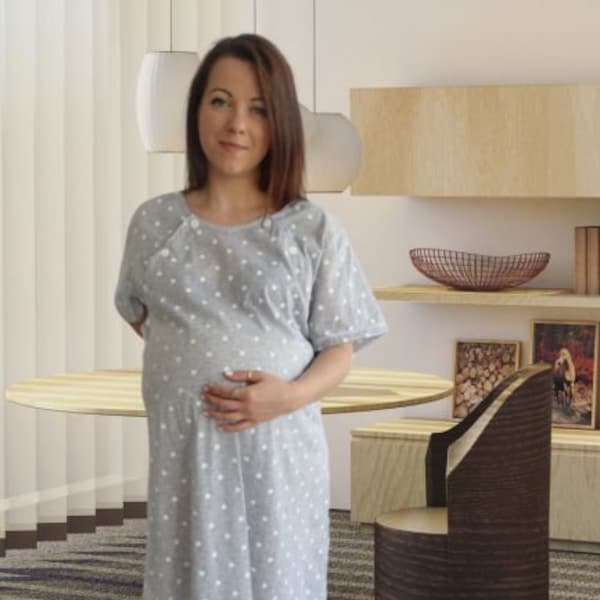 980 Birth Gown Maternity Women’s Pyjamas Nightdress Pregnancy Nursing Hospitalwear Breastfeeding
