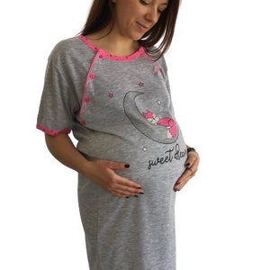 937 Birth Gown Maternity Breastfeeding Nightdress Pregnancy Nursing Nightwear image 9