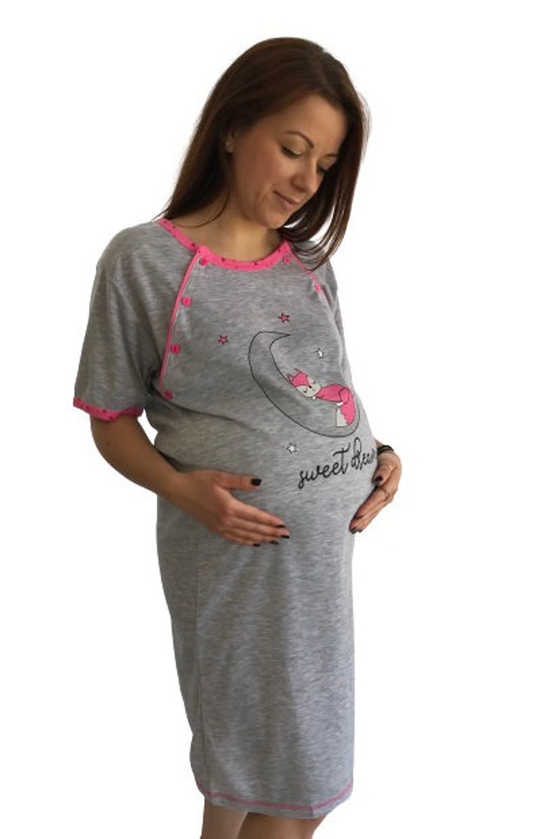 937 Birth Gown Maternity Breastfeeding Nightdress Pregnancy Nursing Nightwear image 9