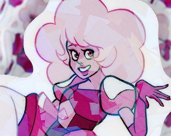 Pink Diamond Steven Universe Sticker 3", Holographic Shattered Gem, SU Fan Art Gift