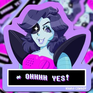 Mettaton Undertale Sticker 2.5x2.5", Mettatenna Deltarune Crossover UTDR, Vinyl Die-Cut Fan Art Indie Game Gift Dishwasher Safe