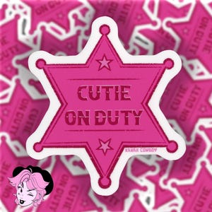 Sticker écusson shérif Cutie On Duty 3" (cowboy kawaii)