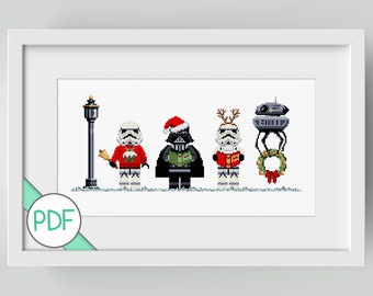 Cross Stitch Pattern: Star Character Christmas Carol Singers, PDF INSTANT DOWNLOAD,