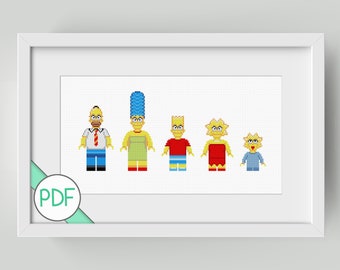 Kreuzstichmuster: Cartoon Familie Charaktere, PDF INSTANT DOWNLOAD