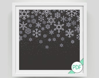 Cross Stitch Patterns: Snowy night pattern and 20 Snowflake designs, Snow, Winter, Christmas, PDF INSTANT DOWNLOAD