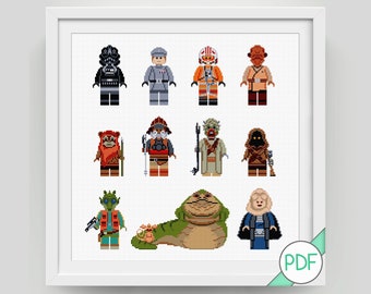 Cross Stitch Pattern: Collection of Star Character Extras, PDF INSTANT DOWNLOAD