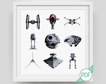 Cross Stitch Pattern: Star Character Ships, PDF INSTANT DOWNLOAD