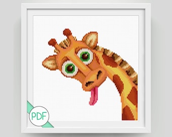 Cross Stitch Pattern: Cheeky Giraffe , PDF INSTANT DOWNLOAD