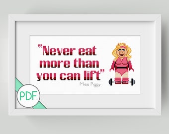 Piggy Quote, Cross Stitch Pattern PDF INSTANT DOWNLOAD