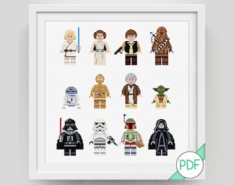 Cross Stitch Pattern: Collection of Star Characters, PDF INSTANT DOWNLOAD