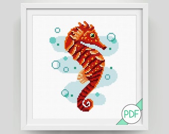 Seahorse Cross Stitch Pattern PDF INSTANT DOWNLOAD