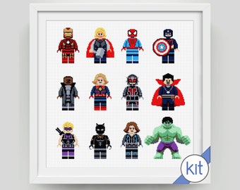 Cross Stitch Kit: Collection of Comic book Superhero Characters