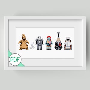 Nightmare at Christmas Characters, Cross Stitch Pattern, PDF INSTANT DOWNLOAD, Halloween