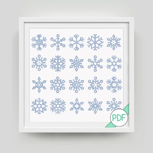 Cross Stitch Patterns: Snowy night pattern and 20 Snowflake designs, Snow, Winter, Christmas, PDF INSTANT DOWNLOAD
