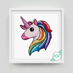 Cross Stitch Pattern: Rainbow Unicorn , PDF INSTANT DOWNLOAD