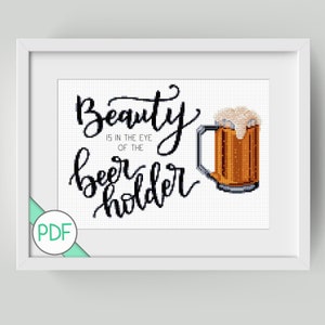 Cross Stitch Pattern: Beer Quote, PDF INSTANT DOWNLOAD