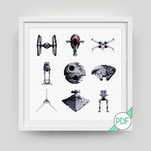 Cross Stitch Pattern: Star Character Ships, PDF INSTANT DOWNLOAD