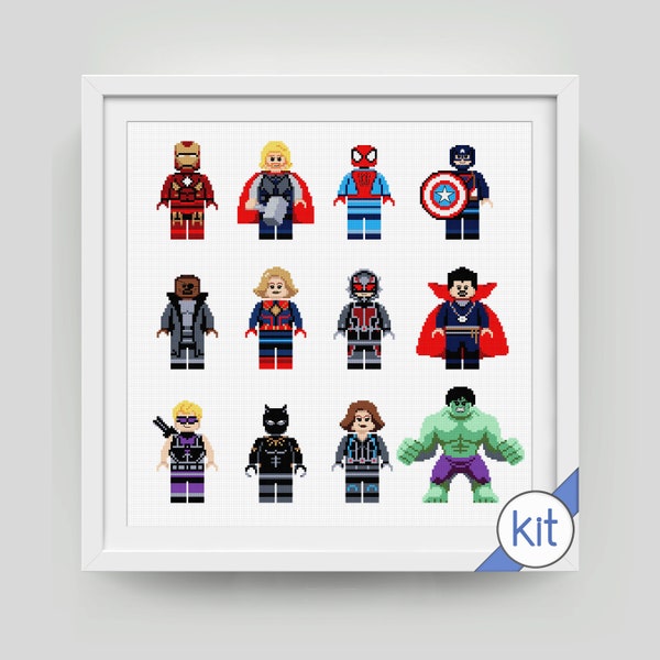 Cross Stitch Kit: Collection of Comic book Superhero Characters