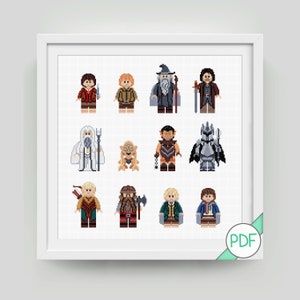 Cross Stitch Pattern: Collection of Fellowship Characters, PDF INSTANT DOWNLOAD