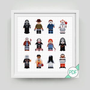 Cross Stitch Pattern: Collection of Horror Movie Characters, PDF INSTANT DOWNLOAD