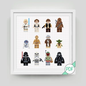 Cross Stitch Pattern: Collection of Star Characters, PDF INSTANT DOWNLOAD image 1
